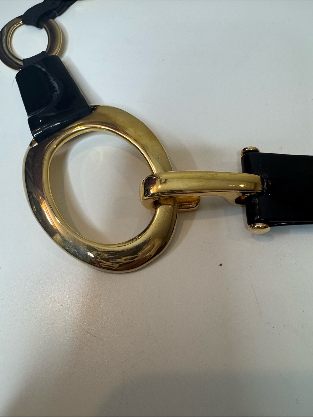 SUZI ROHER Gold Link Statement Belt Black Elastic Stretch Belt - Picture 3 of 9